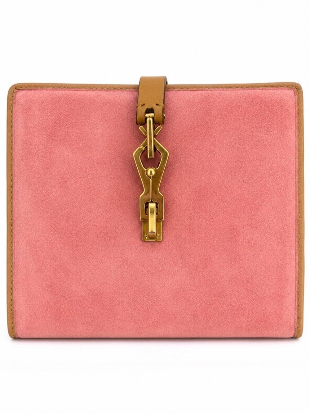 Gucci Jackie Bifold Wallet Pink Suede Leather/Tan | Authentic Preowned